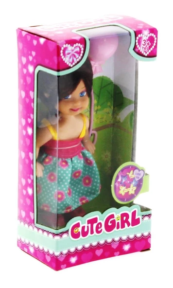 Cute Girl Pembe Balonlu Kumral Mini Bebek - 2