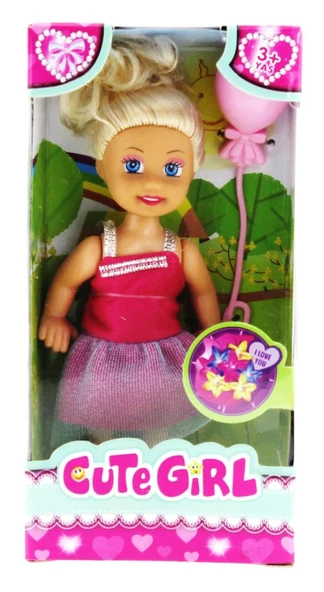 Cute Girl Pembe Balonlu Sarışın Mini Bebek