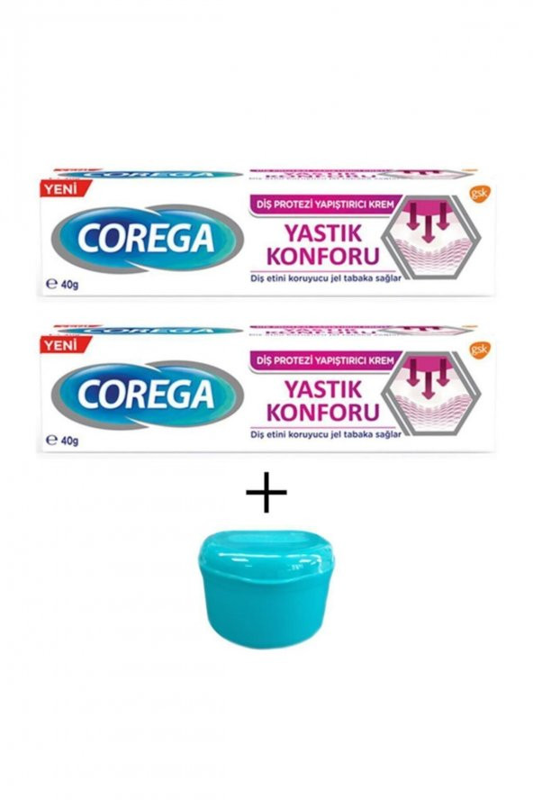 Diş Protezi Yapıştırıcı Krem Yastık Konforu 40 gr 2 Adet + Protez Kabı