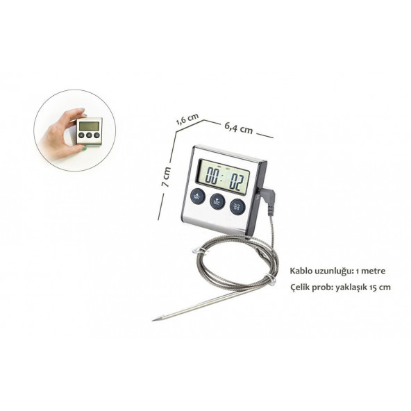 BNJ-24 Dijital Alarmlı Saplamalı Termometre Zamanlayıcı - Resim 4