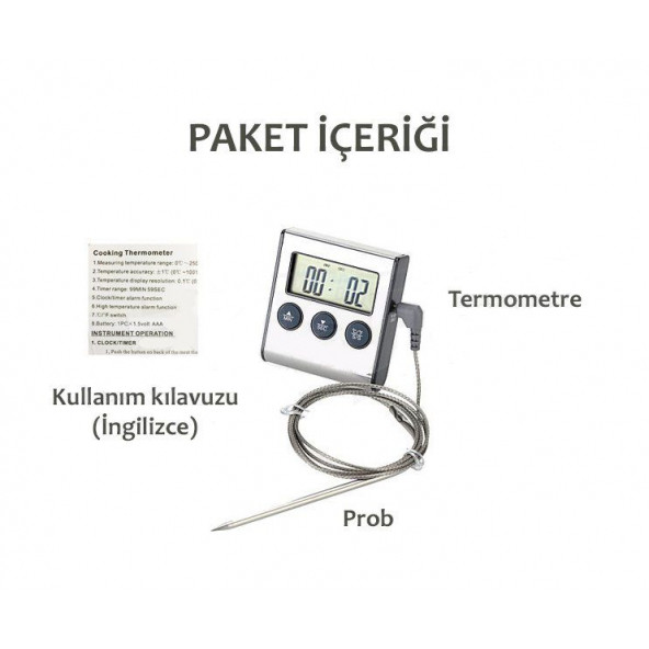 BNJ-24 Dijital Alarmlı Saplamalı Termometre Zamanlayıcı - Resim 5