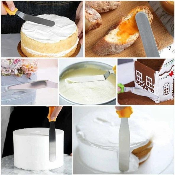 Paslanmaz Çelik Pasta Kek Spatulası Kazıyıcı 3 Lü Set B079 - 2