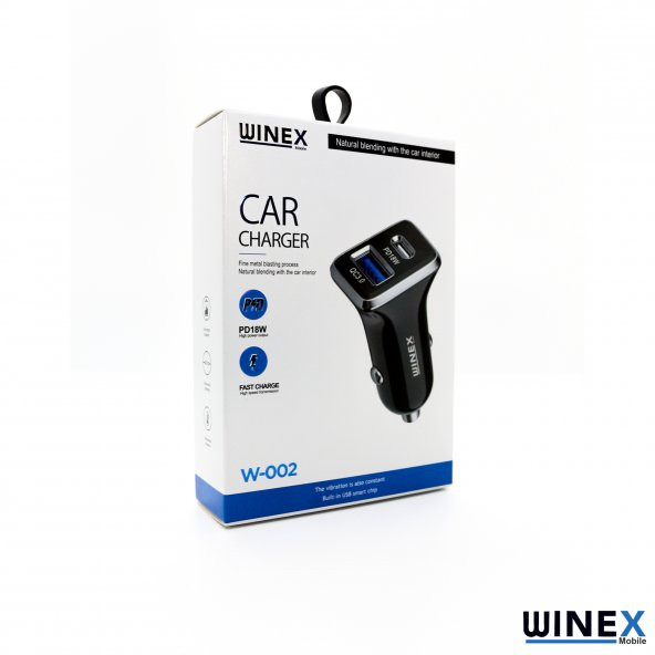 Winex UsbA PD18W Çift Çıkışlı 36W Araç Şarj Aleti Siyah W002 - 4