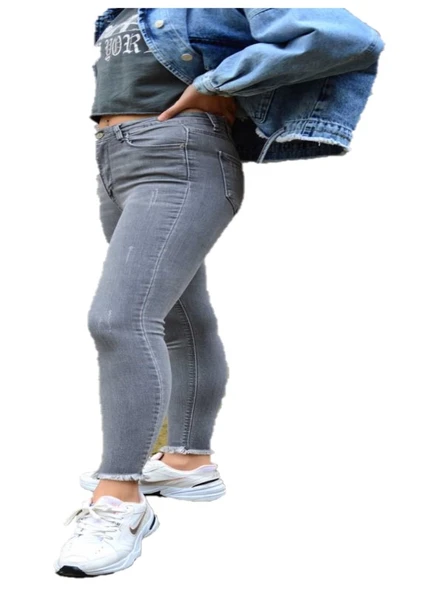 Hacker Kadın Tırnak İzli Paçası Püsküllü Bilek Jean K 798-473 - Resim 3