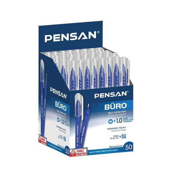 Pensan Büro 1.0mm Tükenmez Kalem 50'li Kutu - Mavi