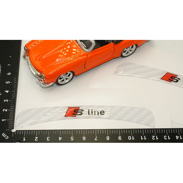 Audi A3 S Line Logo Beyaz Karbon Desen Damla Epoksi Ayna Çamurluk Logo Amblem Seti - Resim 6