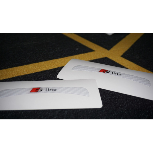 Audi A3 S Line Logo Beyaz Karbon Desen Damla Epoksi Ayna Çamurluk Logo Amblem Seti - Resim 7