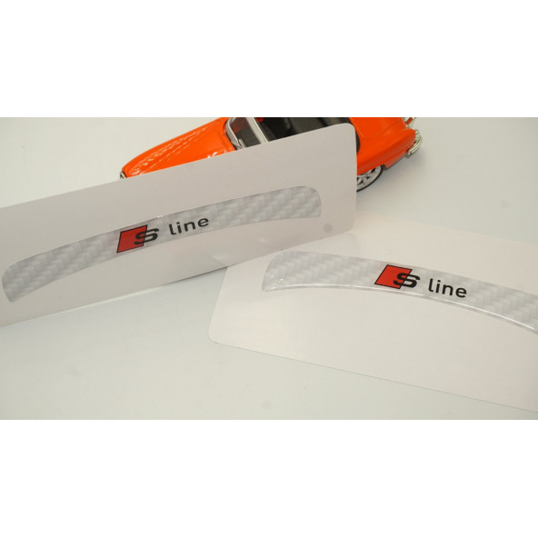 Audi A6 S Line Logo Beyaz Karbon Desen Damla Epoksi Ayna Çamurluk Logo Amblem Seti - Resim 5