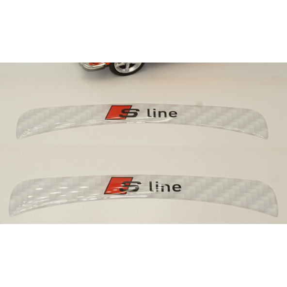 Audi Q4 Q5 Q7 S Line Logo Beyaz Karbon Desen Damla Epoksi Ayna Çamurluk Logo Amblem Seti - 3