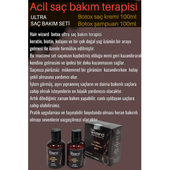 Profesyonel Botox Acil Saç Bakımı / Şok Terapi Ultra Saç Bakım Seti Pratik Uygulama - 8