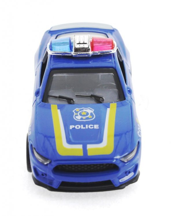 Die Cast Çek Bırak Metal Mavi Polis Arabası - 2