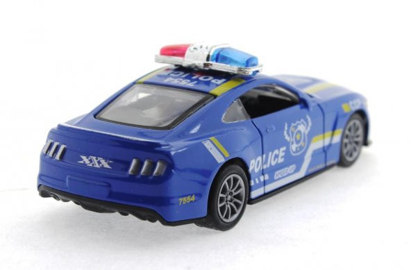 Die Cast Çek Bırak Metal Mavi Polis Arabası - 4