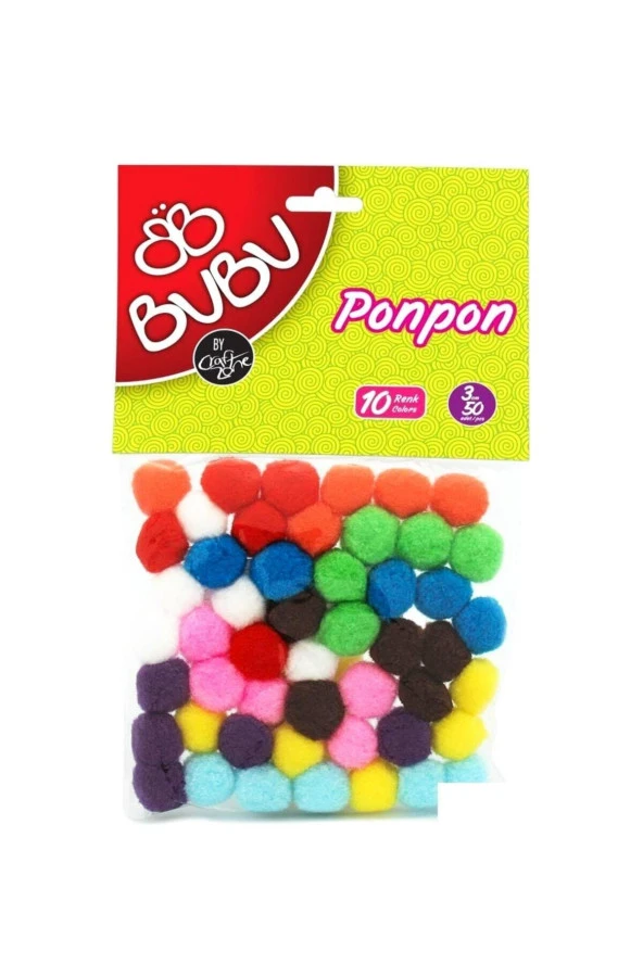 Bu-Bu Pon Pon 3 CM 50 Lİ Karma Paket