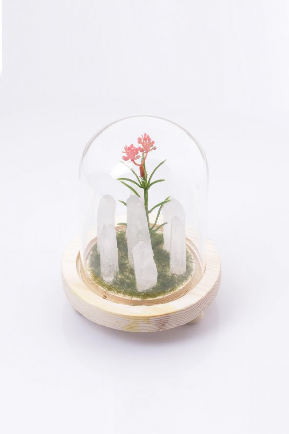 Kristal Kuvars Doğal Taş Dekoratif Cam Fanus Işıklı - 2