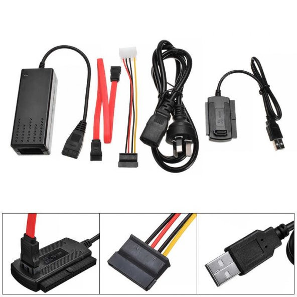 USB IDE SATA 2.5 3.5 DVD RW ide Sata Kablo Adaptörlü Set Combo