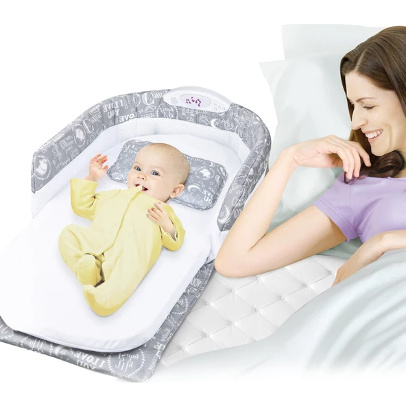 Babycim Bebeğimin Taşınabilir,Işıklı, Müzikli Portatif İlk Yatağı - 3