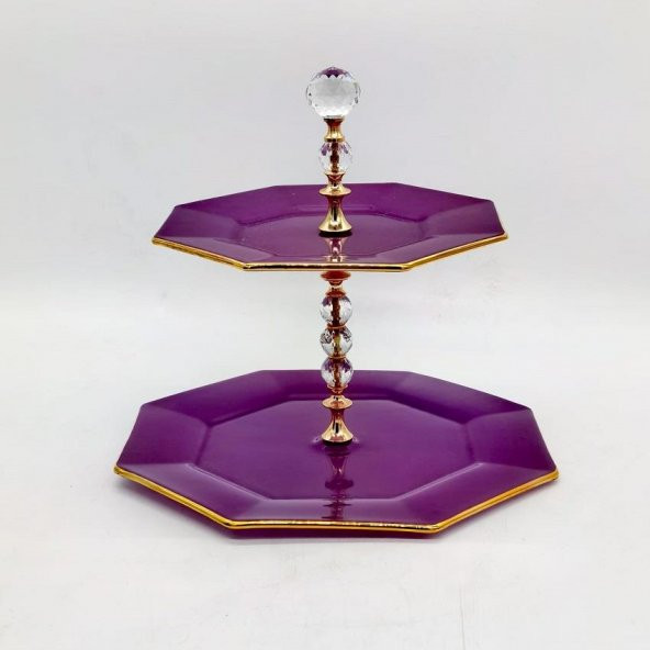 Glore Sekizgen Mor Altın Katlı Kurabiyelik 26067