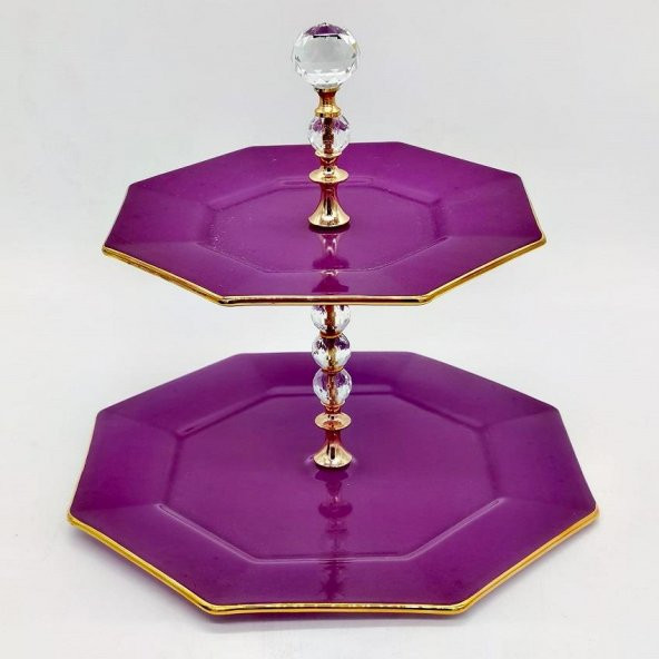 Glore Sekizgen Mor Altın Katlı Kurabiyelik 26067 - 2