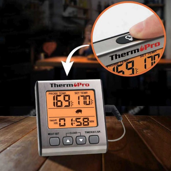 ThermoPro Dijital Problu Et Barbekü Gıda Termometresi - Resim 6