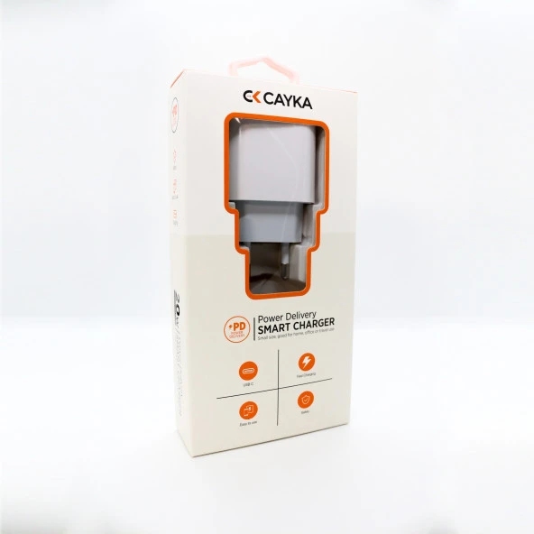 CAYKA 20W PD Type-C Çıkışlı Hızlı Şarj Adaptörü Beyaz - 5
