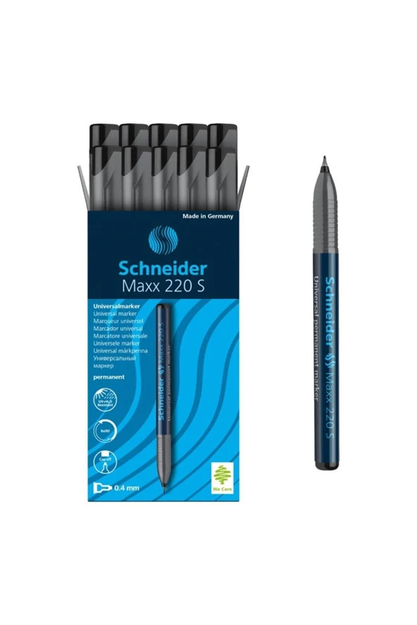 Schneider Asetat Kalemi Permanent S Seri 0.4 MM Siyah (10 Lu Paket)