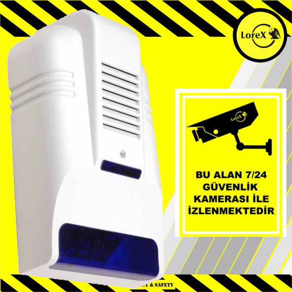 LOREX LR-OS30D Caydırıcı Alarm Sireni - Kamera İle İzlenmektedir Uyarı İkaz Levhası Hediyeli