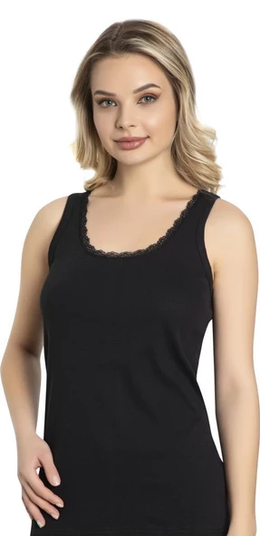 Lüx Drm Bayan Geniş Askılı İnce Dantelli Atlet 052 - Resim 2