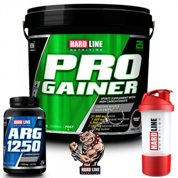Hardline Progainer 5000 Gr - Çilek + Arg 1250 + Shaker Kombinasyonu - 1