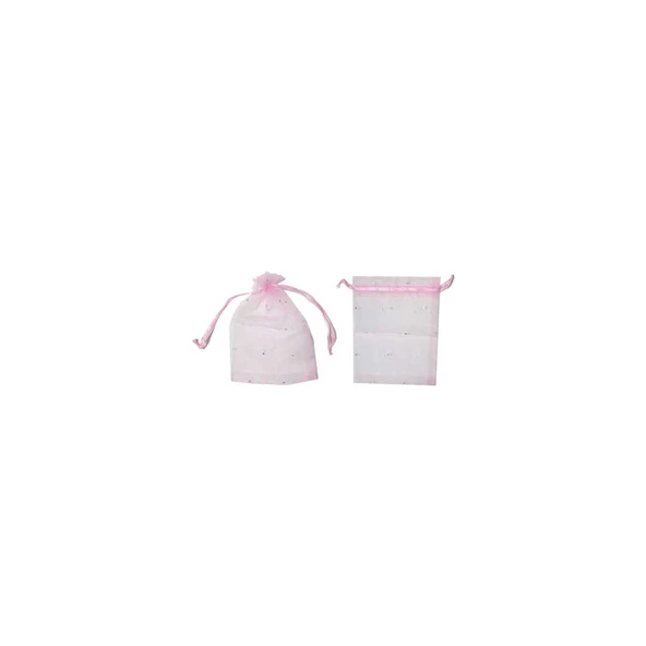 Kına Çerez Kesesi Organze Taşlı 9X12 Cm (50 Adet)  Pembe