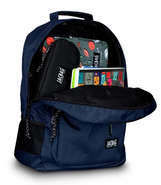 Jacbag Student Üç Bölmeli Lacivert Çocuk Genç Yetişkin Sırt Çantası - Okul, Günlük Seyahat - 3