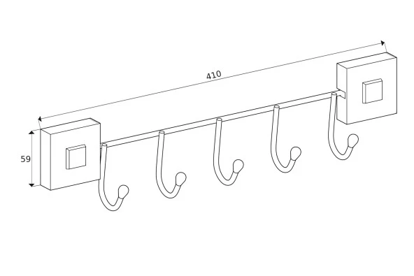 SAS Delmeye Son Yapışkanlı 5 Kancalı Mutfak Banyo Havlu Bornoz Askısı Krom Y-605 - Resim 3