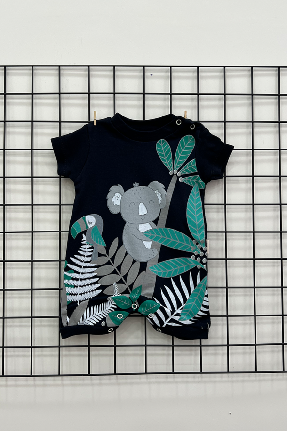 Koala Desenli Kısa Kollu Unisex Tulum
