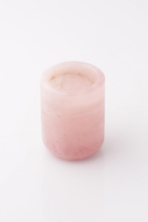 Pembe Kuvars Doğal Taş Bardak