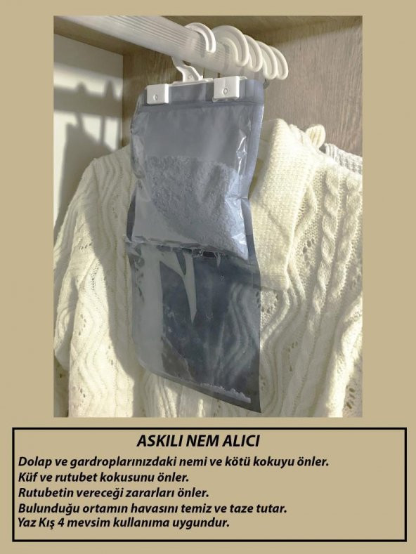 2 Adet 250 Gr. Askılı Dolap içi Nem alıcı - Resim 2