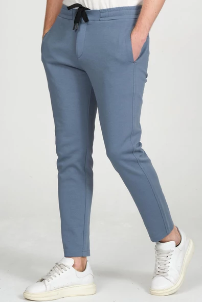 Erkek Relaxed Fit Beli Lastikli Bağcıklı Pamuklu Rahat Spor Jogger Pantolon - 6