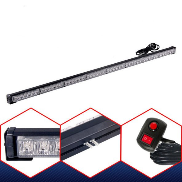 Çakar lamba 118 cm  8 led mavi-kırmızı-beyaz  12V / LAPA529 - 3