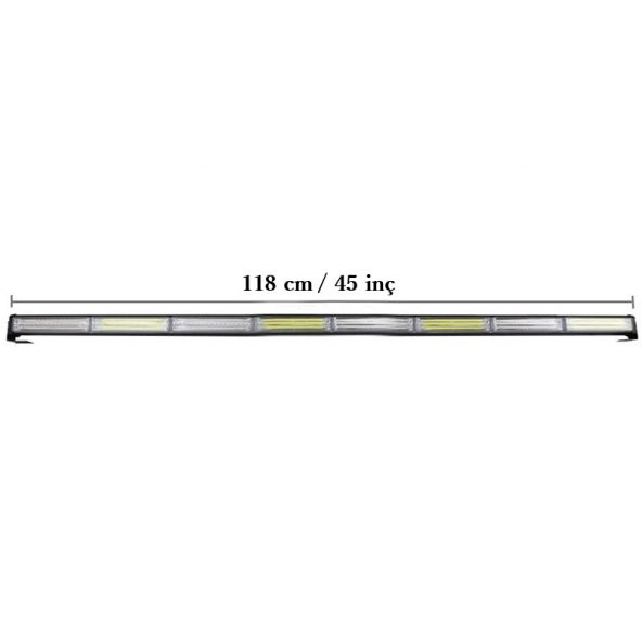 Çakar lamba 118 cm  8 led mavi-kırmızı-beyaz  12V / LAPA529