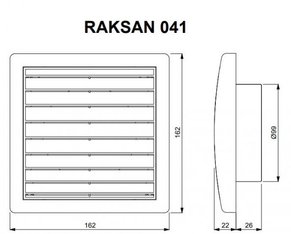 Afs Raksan 041 Smart Sinek Telli Düz Panjur Duvar Kanal Montajlı ABS Plastik AGMair Agm Havalandırma - 2