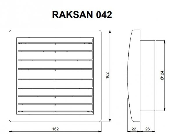 Afs Raksan 042 Smart Sinek Telli Düz Panjur Duvar Kanal Montajlı ABS Plastik AGMair Agm Havalandırma - 2