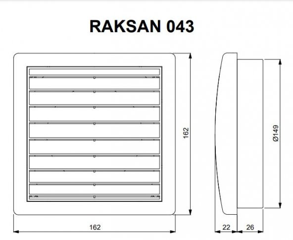 Afs Raksan 043 Smart Sinek Telli Düz Panjur Duvar Kanal Montajlı ABS Plastik AGMair Agm Havalandırma - 2