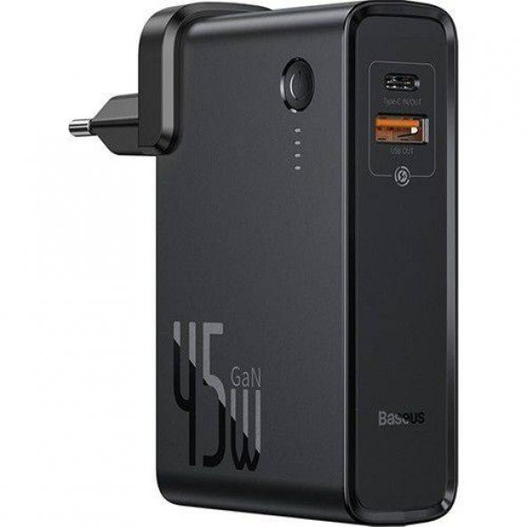 Polham BASEUS 45W GAN2 Taşınabilir Şarj Adaptörü ve 10.000Mah PowerBank, 2in1 Priz Girişli Powerbank - 1