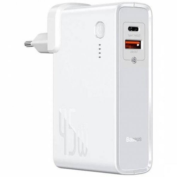 Polham BASEUS 45W GAN2 Taşınabilir Şarj Adaptörü ve 10.000Mah PowerBank, 2in1 Priz Girişli Powerbank - 5