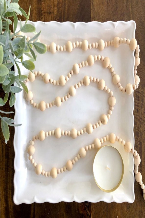 200 cm Wood Bead Garland Ahşap Dekoratif Süs - 2
