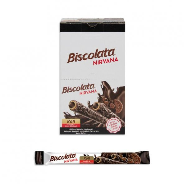 Biscolata Nirvana Roll Bitter Çikolatalı Rulo Gofret 27,5 Gr X 12Li Paket