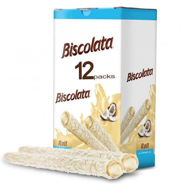 Biscolata Nirvana Roll Beyaz Çikolatalı Hindistan Cevizli Rulo Gofret 22,5 Gr X 12 Adet