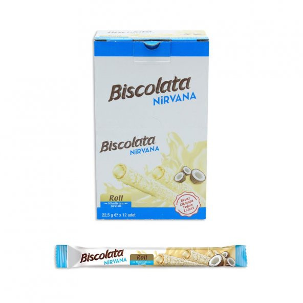 Biscolata Nirvana Roll Beyaz Çikolatalı Hindistan Cevizli Rulo Gofret 22,5 Gr X 12 Adet - 2