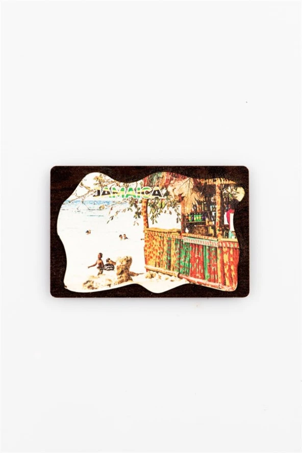 Jamaika Temalı Deri Magnet Ahşap Tabaka - Resim 2