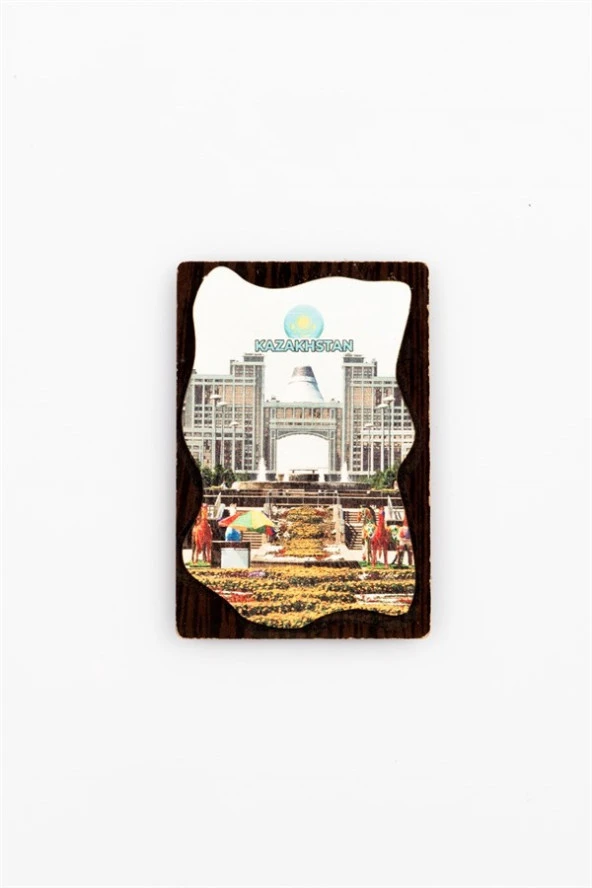 Kazakistan Temalı Deri Magnet Ahşap Tabaka - Resim 2
