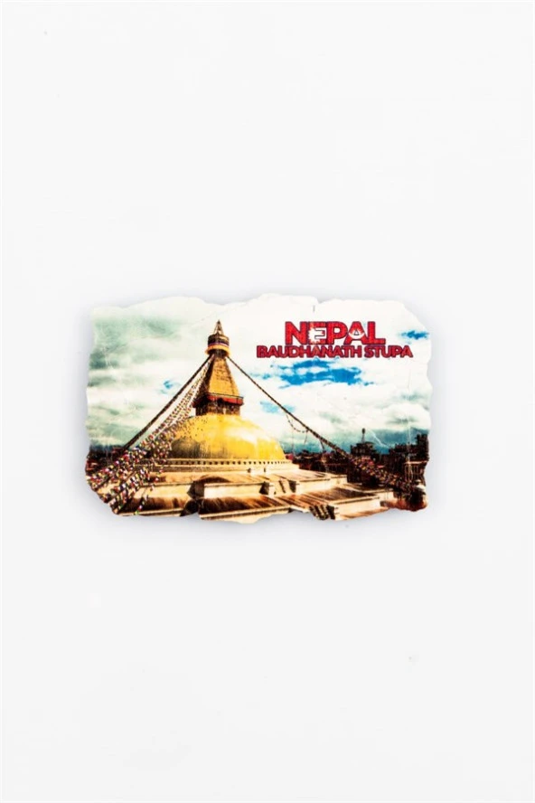 Nepal Boudhanath Stupa Fresco Magnet - Resim 2