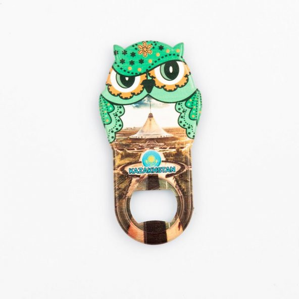 Kazakistan Temalı Baykuş Magnet Kapak Açacak ürün görseli 1